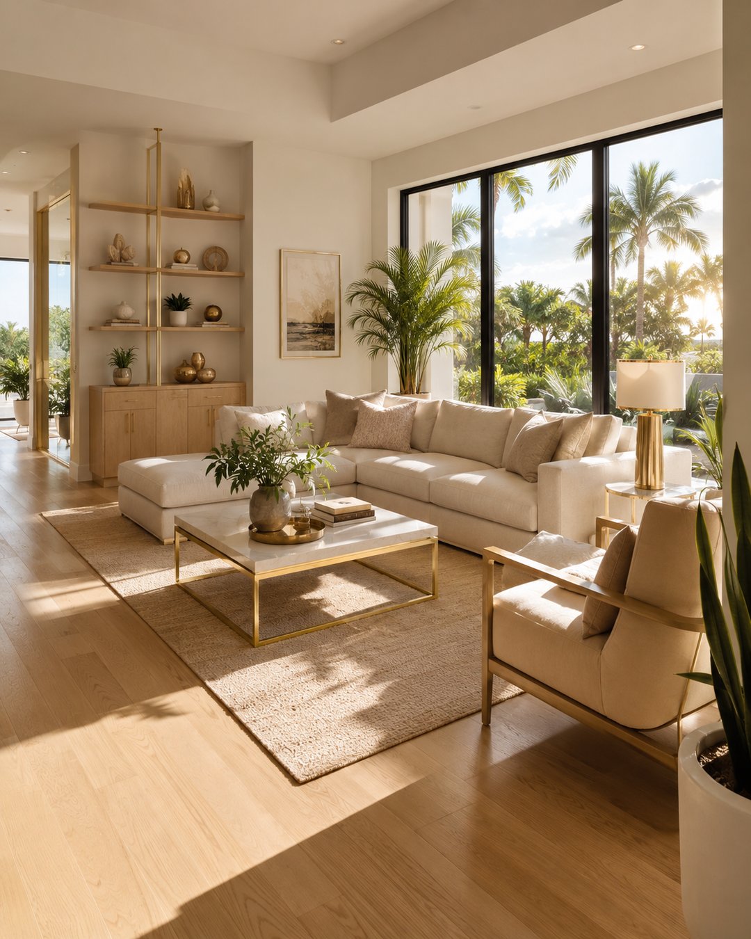 A bright, spotless Florida living room cleaned by Precise Pro Cleaning